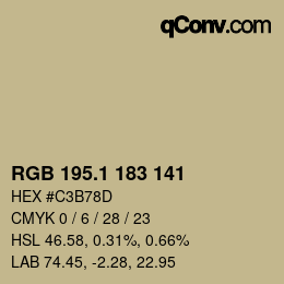 カラーコード: RGB 195.1 183 141 | qconv.com