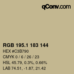 Color code: RGB 195.1 183 144 | qconv.com