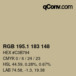 カラーコード: RGB 195.1 183 148 | qconv.com