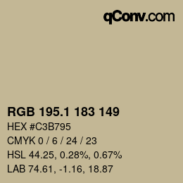カラーコード: RGB 195.1 183 149 | qconv.com