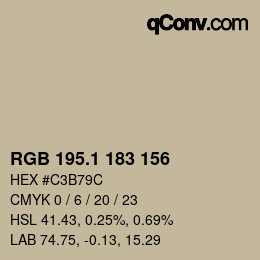 Color code: RGB 195.1 183 156 | qconv.com