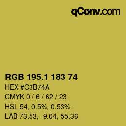 カラーコード: RGB 195.1 183 74 | qconv.com