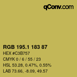 カラーコード: RGB 195.1 183 87 | qconv.com
