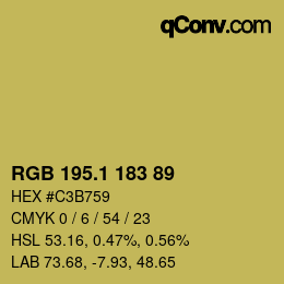 カラーコード: RGB 195.1 183 89 | qconv.com