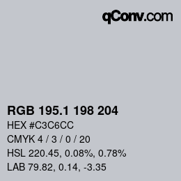 Color code: RGB 195.1 198 204 | qconv.com