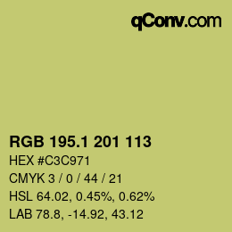 カラーコード: RGB 195.1 201 113 | qconv.com