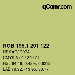 カラーコード: RGB 195.1 201 122 | qconv.com
