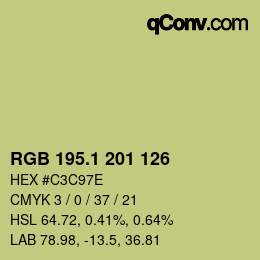 カラーコード: RGB 195.1 201 126 | qconv.com