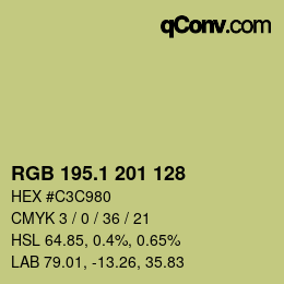 Color code: RGB 195.1 201 128 | qconv.com