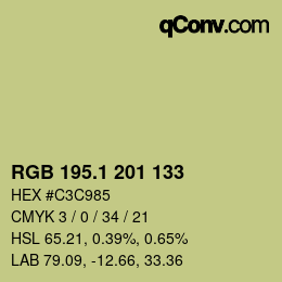 カラーコード: RGB 195.1 201 133 | qconv.com