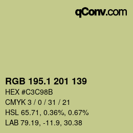 カラーコード: RGB 195.1 201 139 | qconv.com