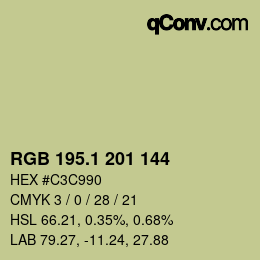 カラーコード: RGB 195.1 201 144 | qconv.com
