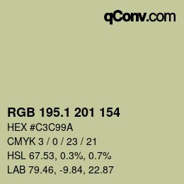 カラーコード: RGB 195.1 201 154 | qconv.com
