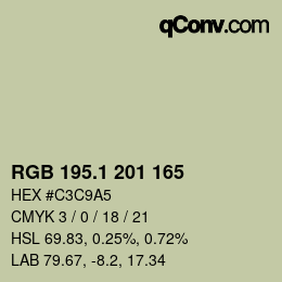 Color code: RGB 195.1 201 165 | qconv.com