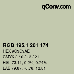カラーコード: RGB 195.1 201 174 | qconv.com