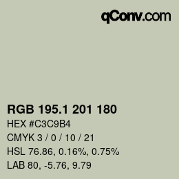 Color code: RGB 195.1 201 180 | qconv.com