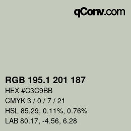 Color code: RGB 195.1 201 187 | qconv.com