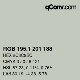 Color code: RGB 195.1 201 188 | qconv.com