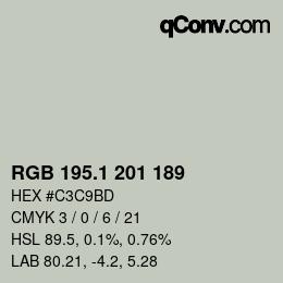 カラーコード: RGB 195.1 201 189 | qconv.com