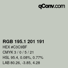 カラーコード: RGB 195.1 201 191 | qconv.com