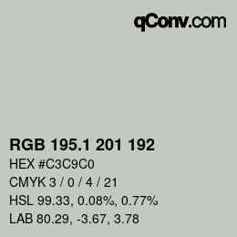 Color code: RGB 195.1 201 192 | qconv.com