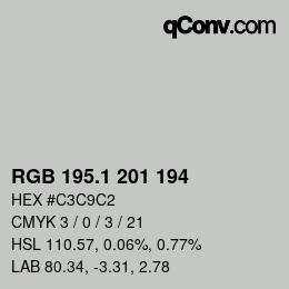 カラーコード: RGB 195.1 201 194 | qconv.com
