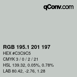 Color code: RGB 195.1 201 197 | qconv.com