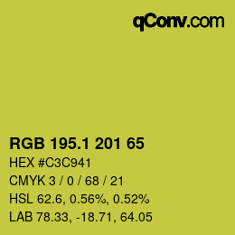 カラーコード: RGB 195.1 201 65 | qconv.com