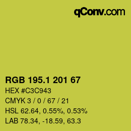 カラーコード: RGB 195.1 201 67 | qconv.com