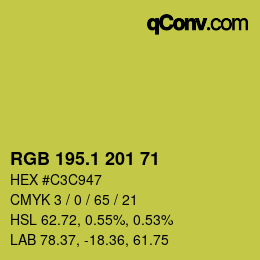 カラーコード: RGB 195.1 201 71 | qconv.com