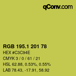 カラーコード: RGB 195.1 201 78 | qconv.com