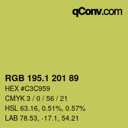 カラーコード: RGB 195.1 201 89 | qconv.com