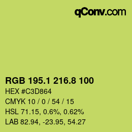 カラーコード: RGB 195.1 216.8 100 | qconv.com