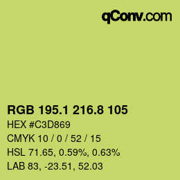 カラーコード: RGB 195.1 216.8 105 | qconv.com