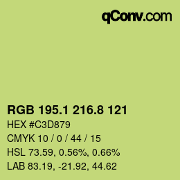 カラーコード: RGB 195.1 216.8 121 | qconv.com