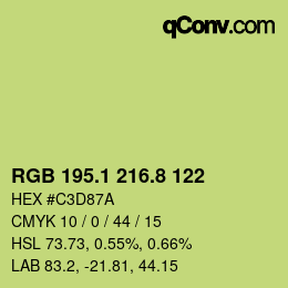 カラーコード: RGB 195.1 216.8 122 | qconv.com