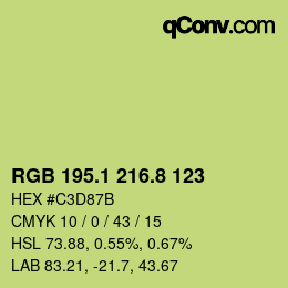カラーコード: RGB 195.1 216.8 123 | qconv.com