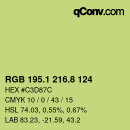 カラーコード: RGB 195.1 216.8 124 | qconv.com
