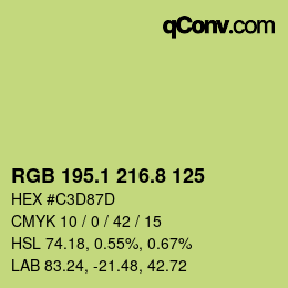 カラーコード: RGB 195.1 216.8 125 | qconv.com