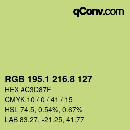 カラーコード: RGB 195.1 216.8 127 | qconv.com