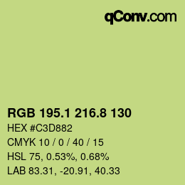 カラーコード: RGB 195.1 216.8 130 | qconv.com