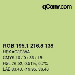 カラーコード: RGB 195.1 216.8 138 | qconv.com