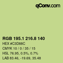カラーコード: RGB 195.1 216.8 140 | qconv.com