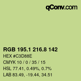 カラーコード: RGB 195.1 216.8 142 | qconv.com
