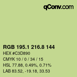 カラーコード: RGB 195.1 216.8 144 | qconv.com