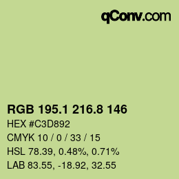 Color code: RGB 195.1 216.8 146 | qconv.com