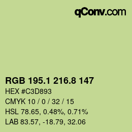 カラーコード: RGB 195.1 216.8 147 | qconv.com