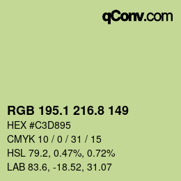 カラーコード: RGB 195.1 216.8 149 | qconv.com