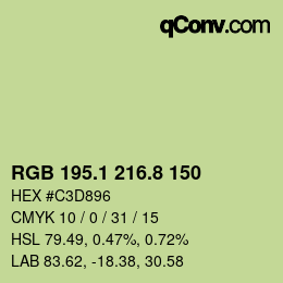 カラーコード: RGB 195.1 216.8 150 | qconv.com