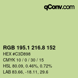 カラーコード: RGB 195.1 216.8 152 | qconv.com